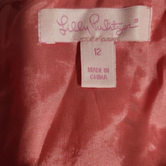 Lilly Pulitzer Jeanette Pink Floral Laced Shift Dress Sz 12 in Lipstick Pink - Picture 9 of 11